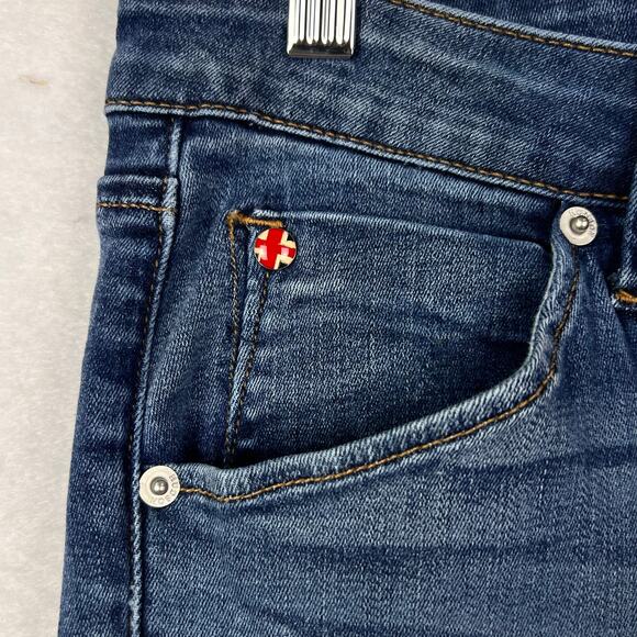 Hudson Bacara Straight Flood Split Raw Cuff Flap Pockets Women's Blue Jeans 27 - Picture 5 of 15